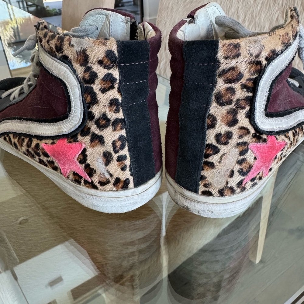 EUC Golden Goose GGDB 38 Leopard and hot pink star Slide Sneakers - Picture 6 of 6